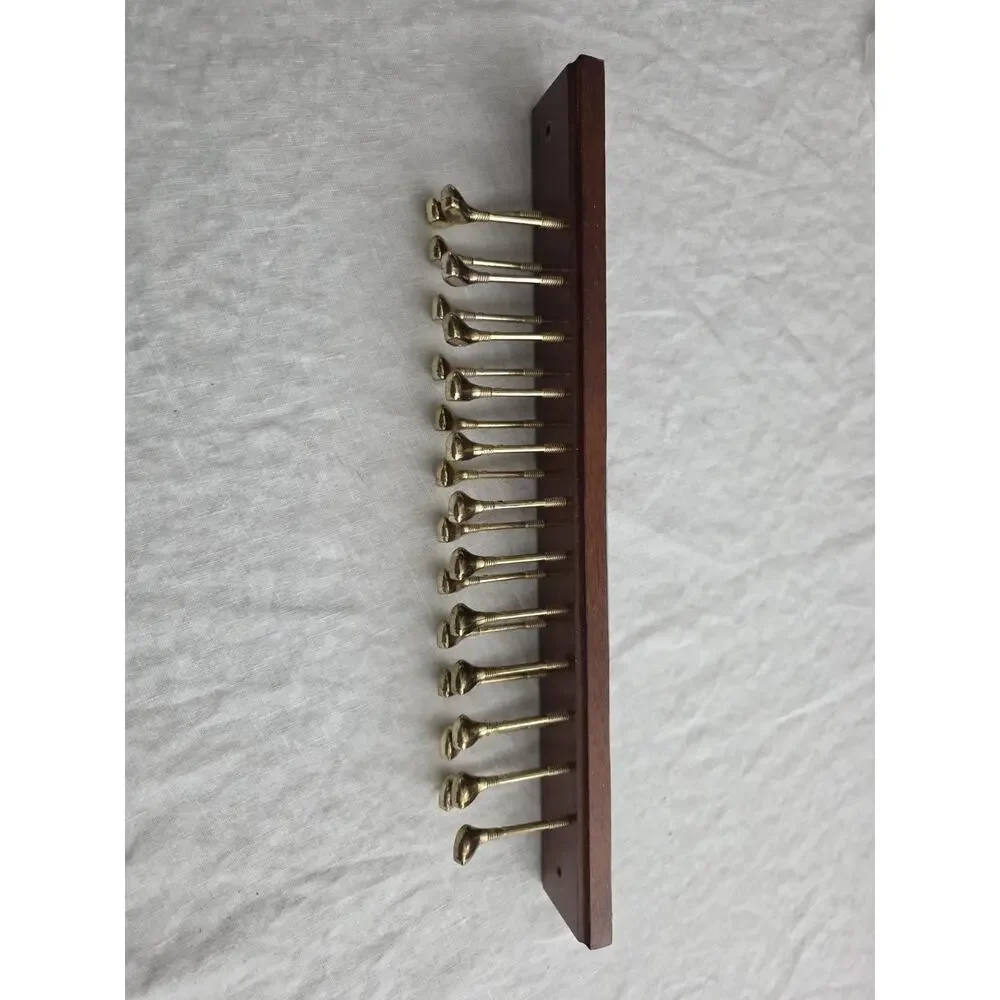 Vintage Brass Golf Club Peg Hanger Wood Tie Rack Wall Mount Scarf Belt